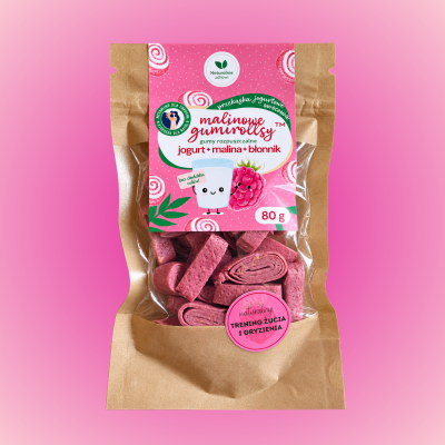 Gumirollsy™ malinowe – jogurtowe gumy rozpuszczalne z inuliną 80 g  