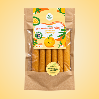 Pomarańczowe rollsy™  z witaminą C i cynkiem 50 g owocowa przekąska 
