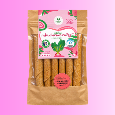 Rabarbarowe rollsy™ z nutką mięty 50 g owocowo warzywna przekąska