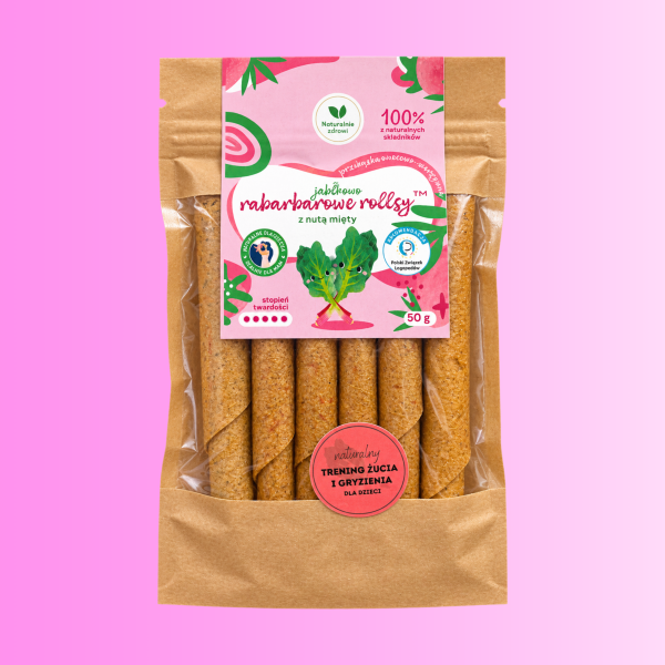 Rabarbarowe rollsy™ z nutką mięty 50 g owocowo warzywna przekąska