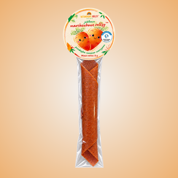 Marchewkowy rolls™  SOLO 8 g jedna sztuka – owocowa przekąska 