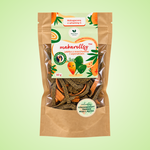 Makarollsy™ Marchewka–Szpinak – owocowo-warzywna przekąska w wstążkach 50 g